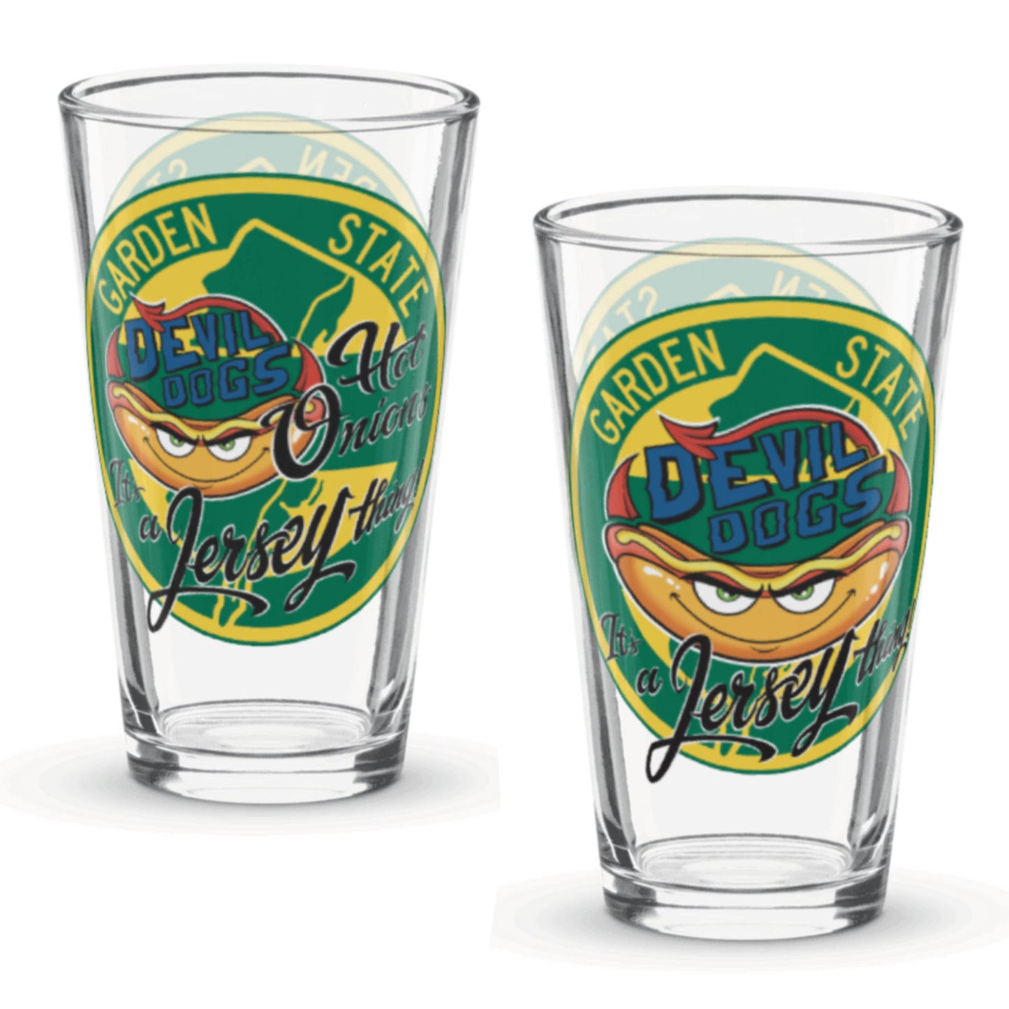 Devil Dogs - Shaker Pint Glass - PARK/HO  (ONLY 1, TWO SIDED GLASS)