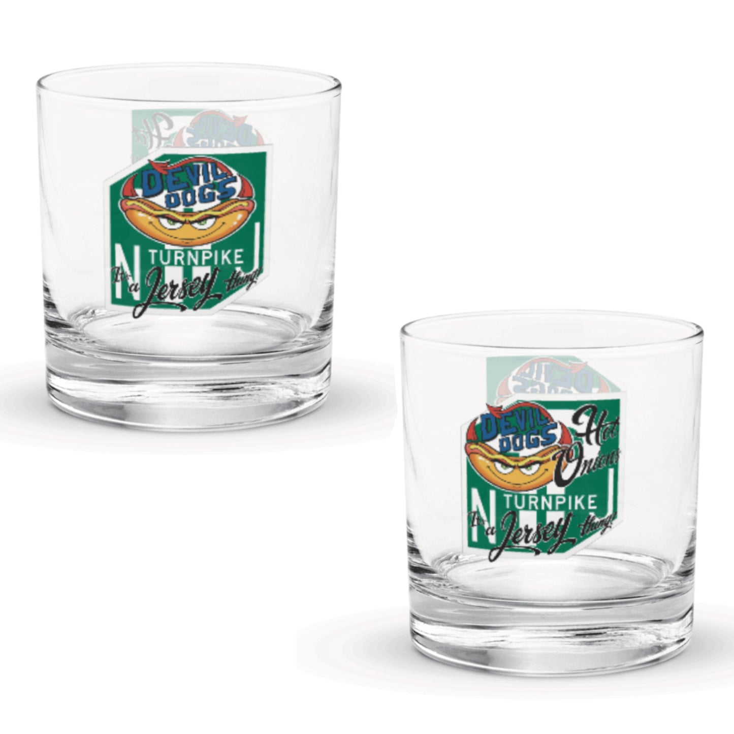 Devil Dogs - Rocks Glass - TURN/HO (ONLY 1, TWO SIDED GLASS)