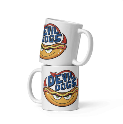 Devil Dogs - White Glossy Mug - Double LOGO (ONLY 1 TWO SIDED MUG)