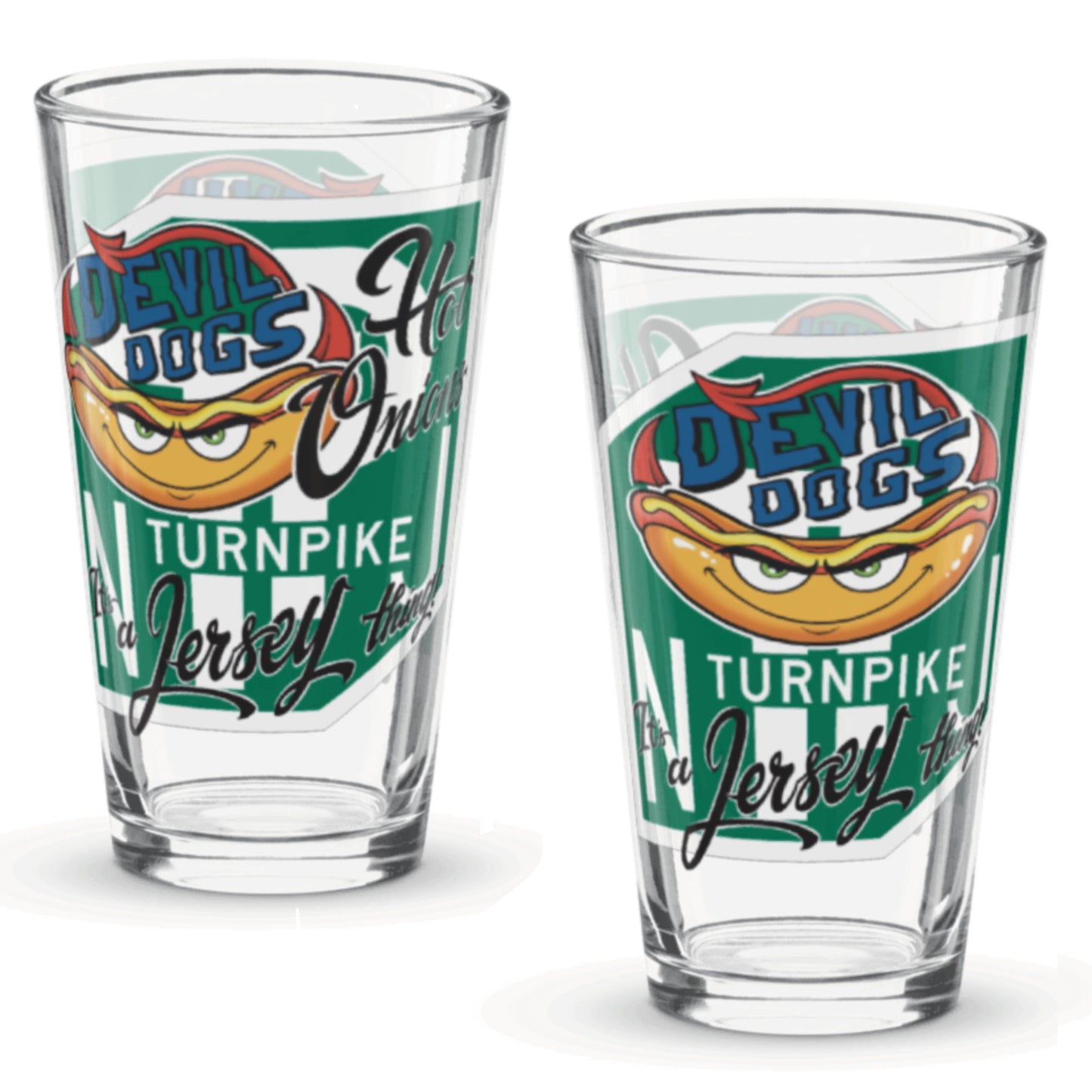 Devil Dogs - Shaker Pint Glass - TURN/HO  (ONLY 1, TWO SIDED GLASS)