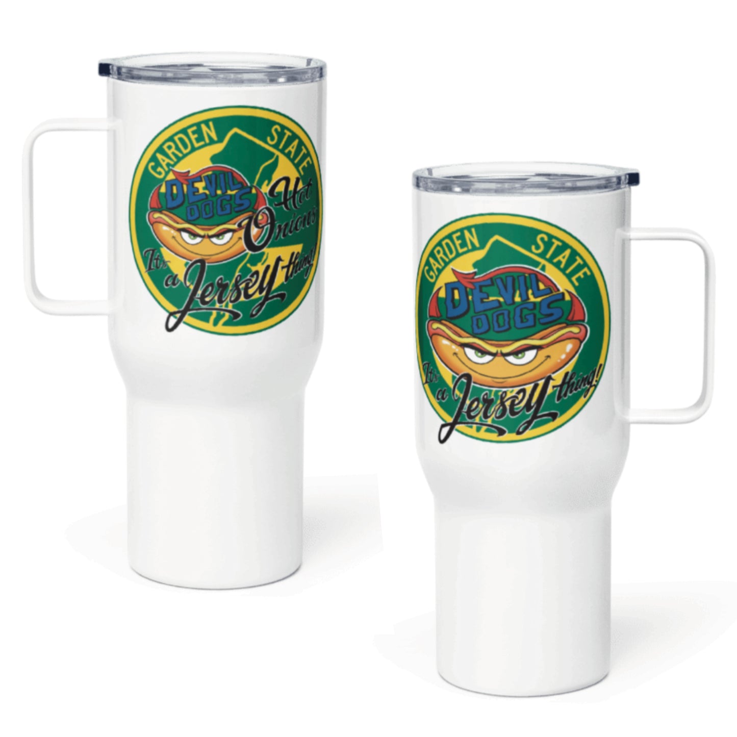 Devil Dogs - Travel Mug W/ Handle - PARK/HO (ONLY 1, TWO SIDED MUG)